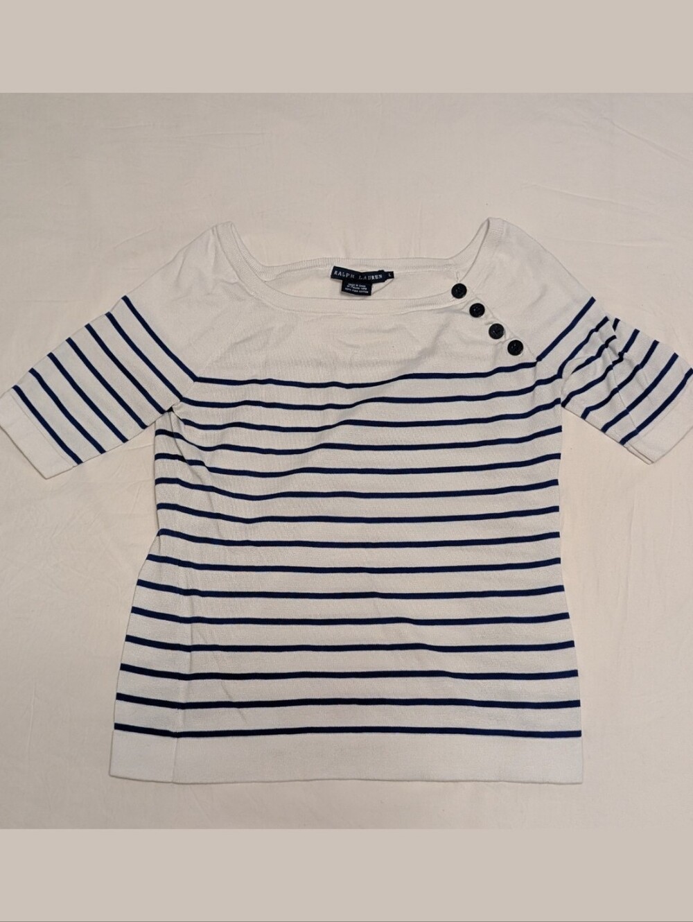 Ralph Lauren Striped Short-Sleeve Boatneck Top
